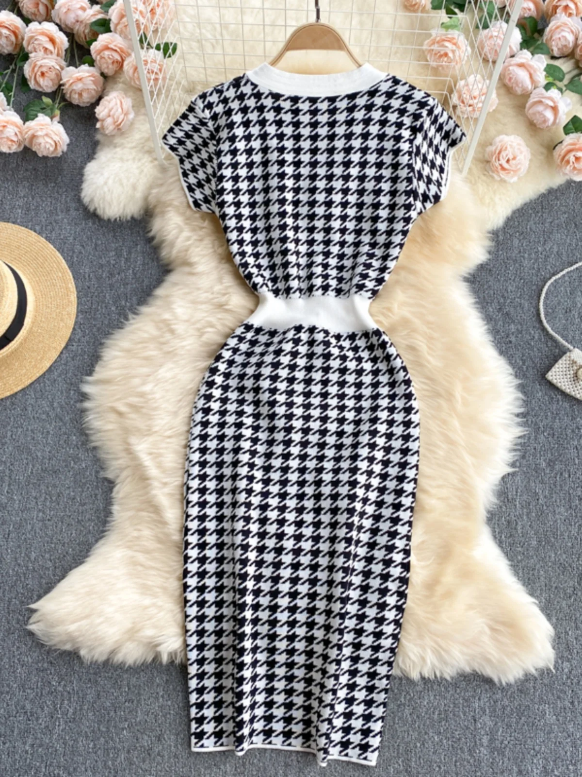 Retro lavorato a maglia Dr Vita stretta Autunno Nuovo Sle V-Ne Button Slim di media lunghezza Wrap Body Gonna Donna Casual Faion