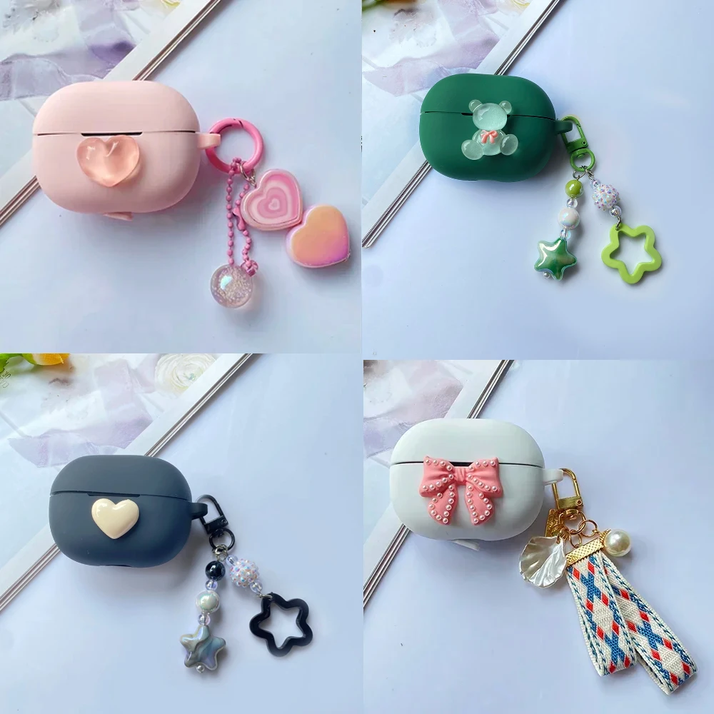 For xiaomi Buds 4 / 4PRO Case cartoon /flower Silicone Earphone Cover with Keychain shell For xiaomi Buds 4 Pro cover