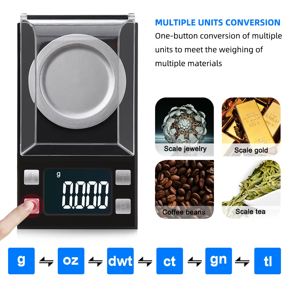 100g/50g/20g/10g Mini Digital Scale High Accuracy 0.001 Pocket Scale Jewelry Gold Gram Balance Weight for Medicinal Herbs Lab