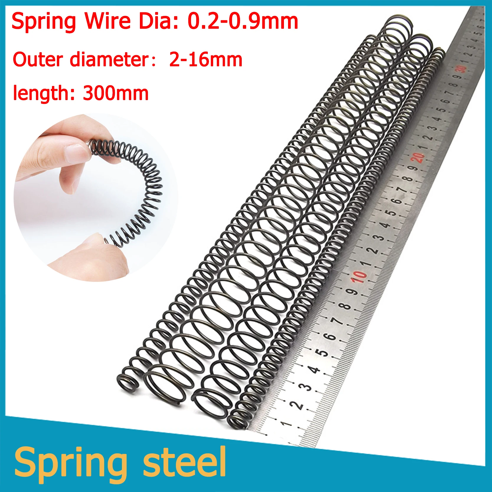Y-shaped Compression Spring Steel Wire Dia 0.2mm/0.3mm/0.4mm/0.5mm/0.6mm/0.7mm/0.8mm/0.9mm Length 300mm Outer Dia 2-16mm