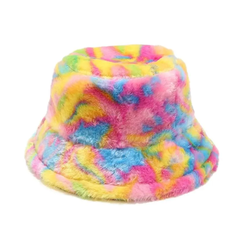 2022 New Winter Luxury Faux Fur Fluffy Warm Bucket Hat Woman Men Letter Print Panama Plush Velvet Fisherman Winter Hat Bob