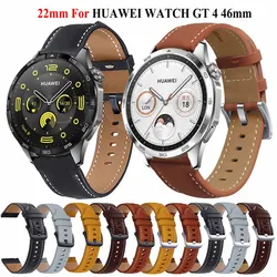 New 22mm Leather WatchStrap for Huawei Watch GT 5 Pro GT 4 46mm Replacement Bracelet for HUAWEI Watch Ultimate/Buds GT3 Pro 46mm