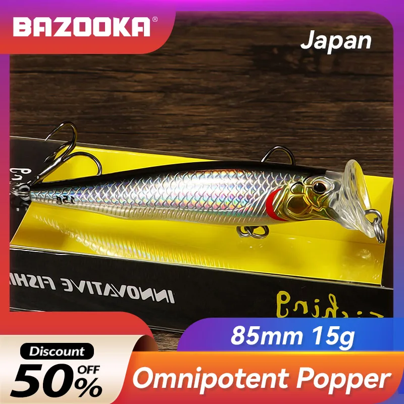 

Bazooka 15g 19.5g Sinking Popper Bait Fishing Lure Wobbler Hard Black Minnow VIB Spinning Plastic Bass Pike Trolling Winter Bait