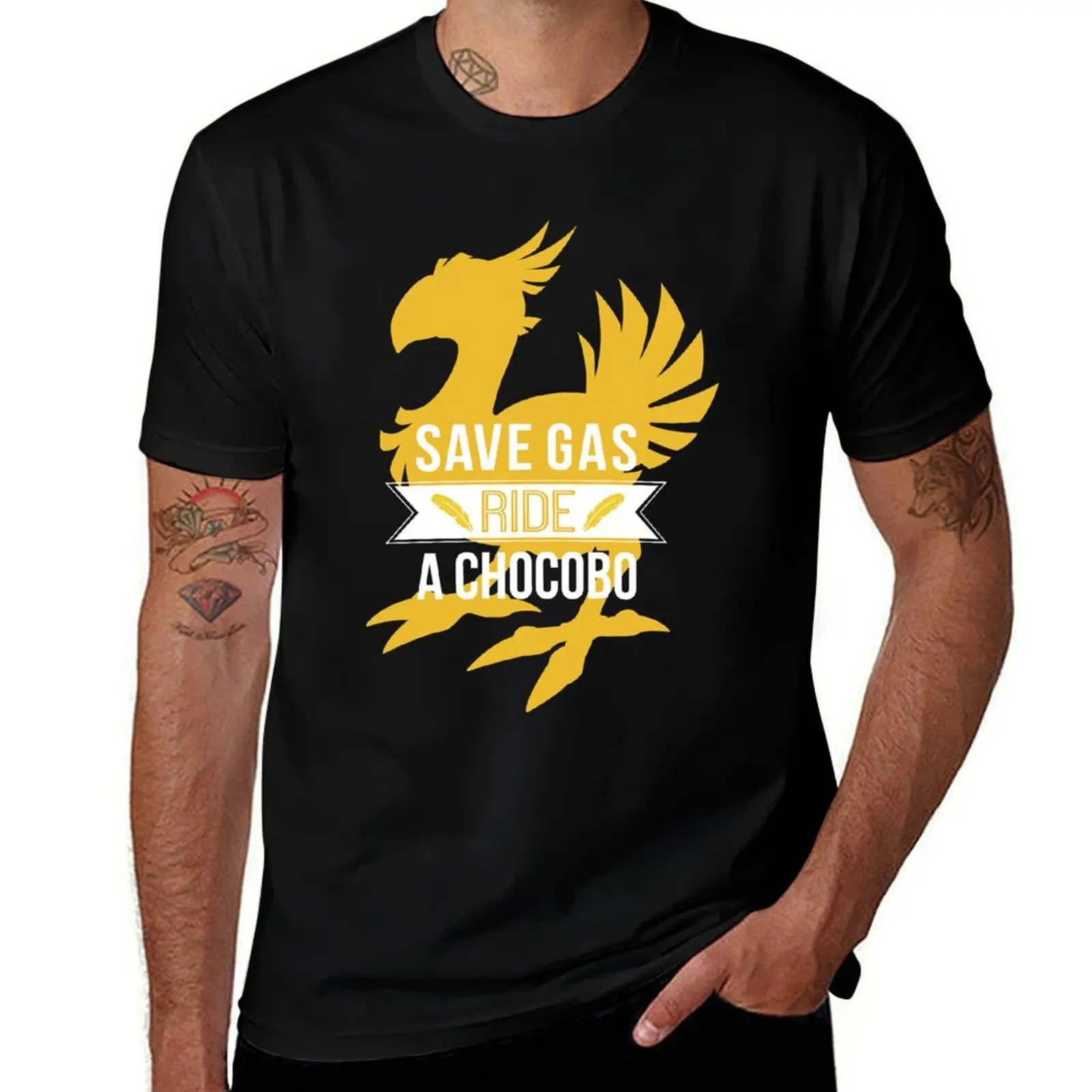 Save Gas Ride a Chocobo Essential . T-Shirt Basic Breathable Solid Color T-Shirt