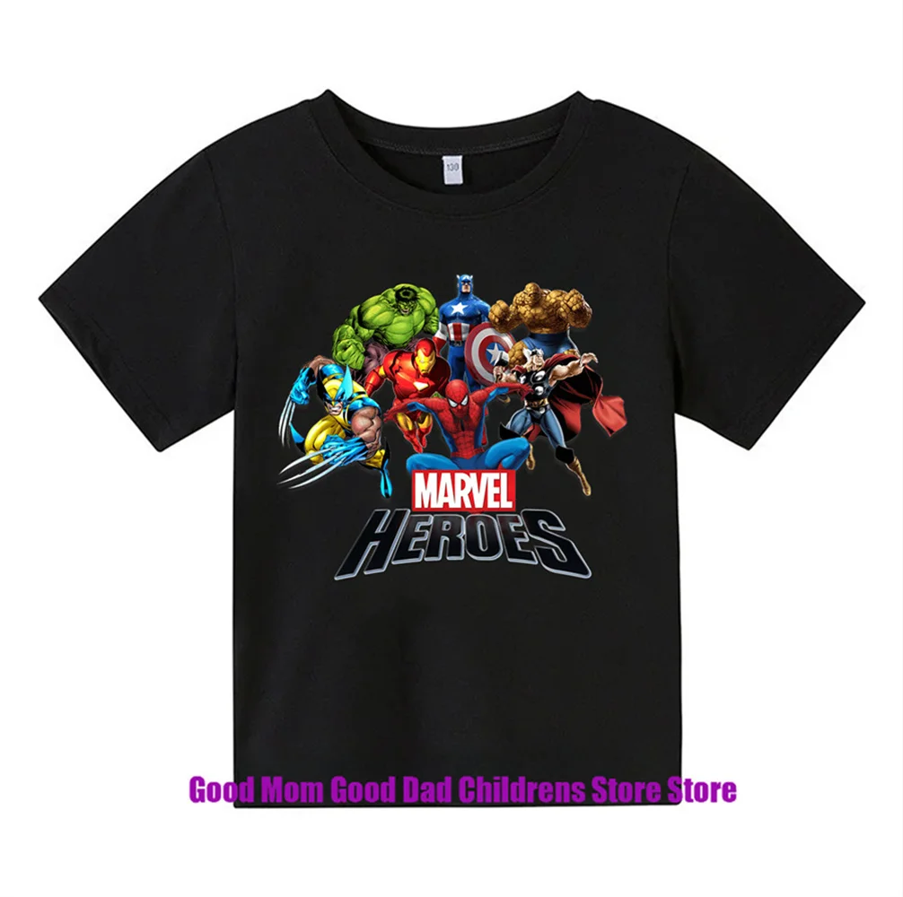 2024 Marvel superhero cartoon anime casual sports children\'s clothing loose, comfortable and beautiful T-shirt