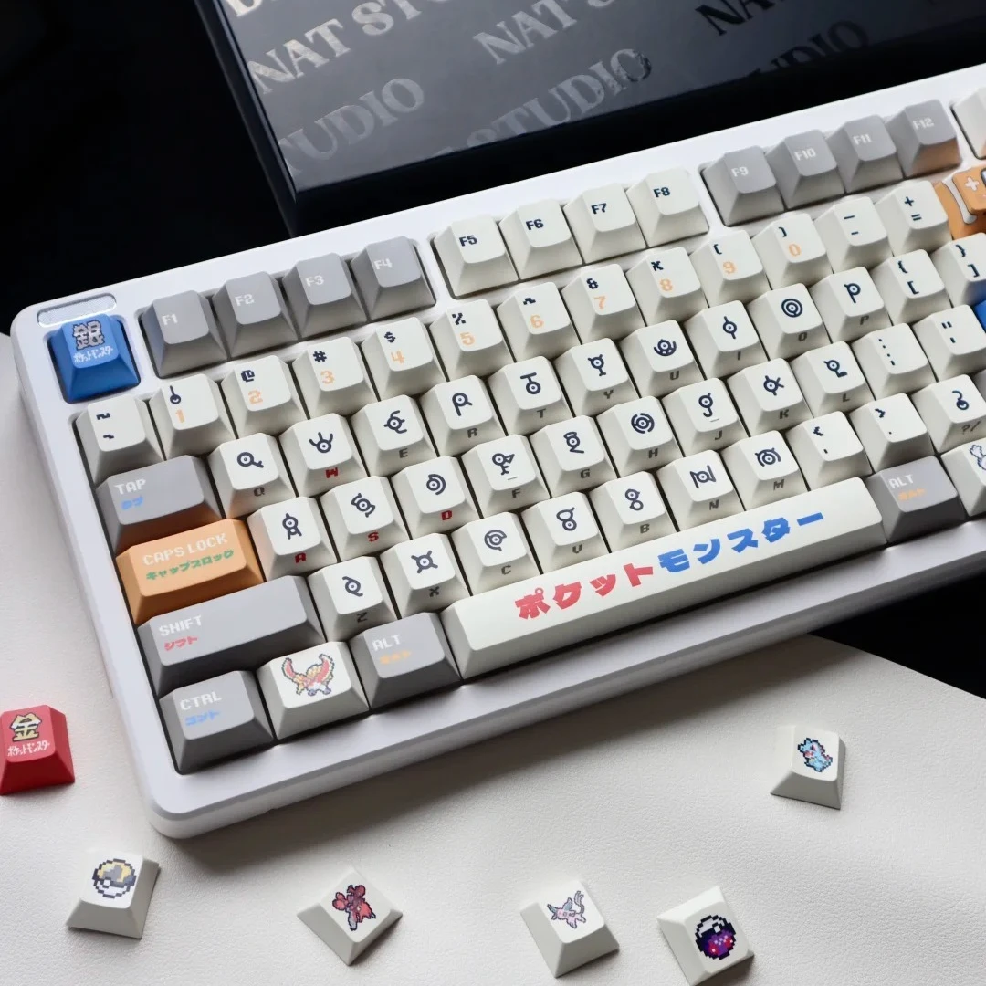 Anime Pokémon Pixel-style Keycaps PBT Five-side Sublimation Cherry Profile Alice Layout MX Switch Mechanical Keyboard Keycaps