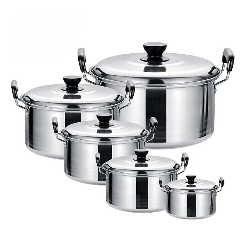 Low  stainless steel stock pot set cookware casserole juego de ollas inox kitchen ware