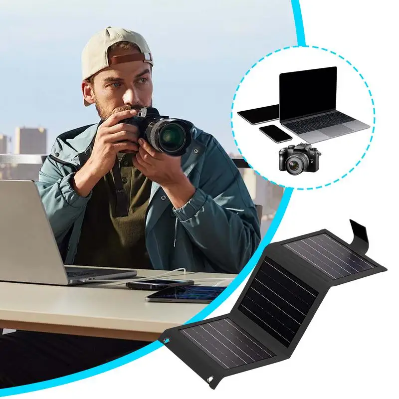 Solar Panel Charger Solar Charger Folding For Camping Travel Camping Charging Device For Smartphones Tablets