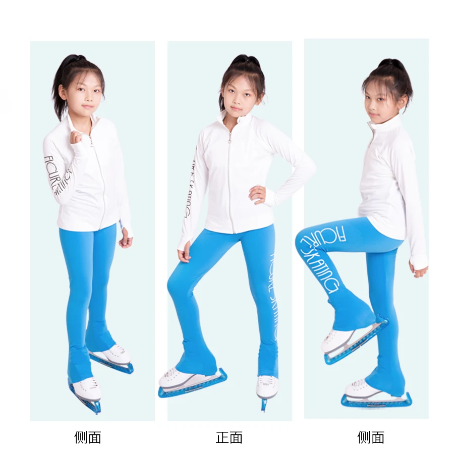 Ice Figure Skating Dress Suits Jacket Pants Trousers Girl Women Tights Training Wear Stretch FabricsPink Dance Top Kid