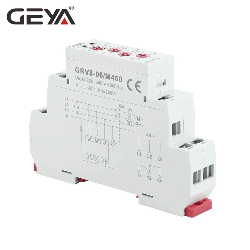 GEYA GRV8-06 3 Phase Failure Phase Sequence Voltage Monitoring Relay Voltage Sensing Protection Relay 460V