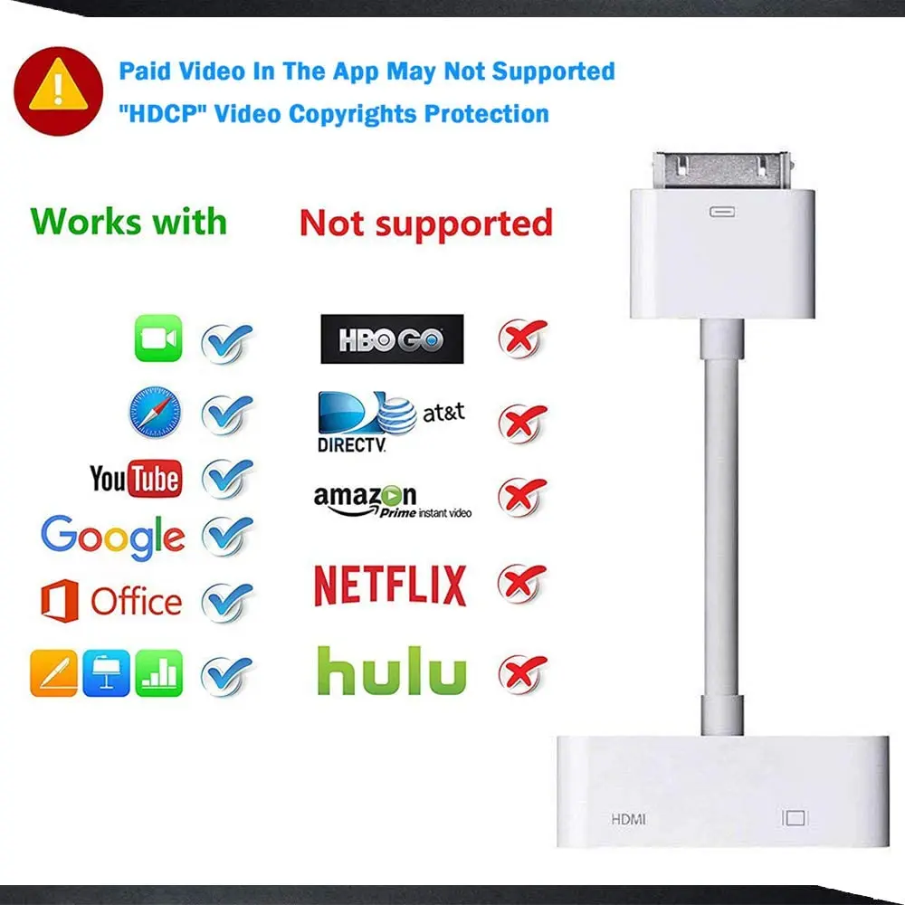 HDMI-compatible HDTV To Dock 30 Pin TV Adapter Converter Cable for Phone 4 4s Pad 1 2 3 Digital AV 30 pin Adapter