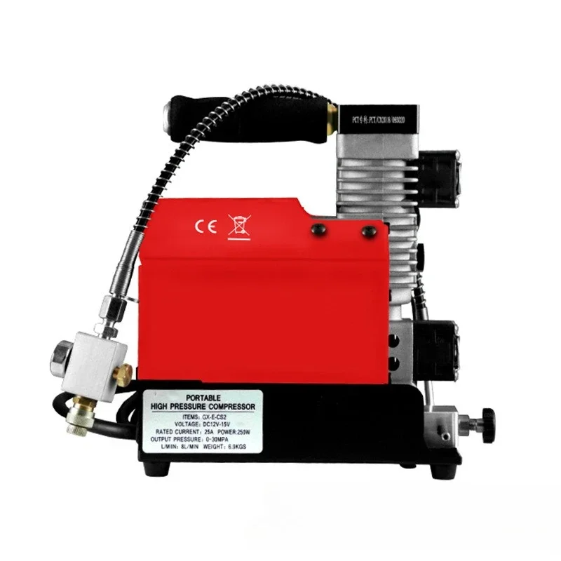 peiqiGX-CS2 30Mpa 300Bar 4500Psi 12V PCP Air Compressor 12V Portale High Pressure Pump for Diving Scuba Tank Car Pump Output 12