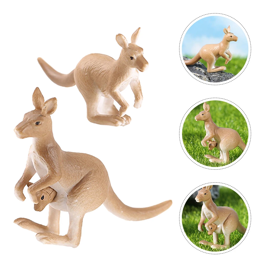 

4 Pcs Micro Landscape Ornament Kangaroo Mini Figure Statue Decor Small Figurine Light Brown Model Figurines Decoration