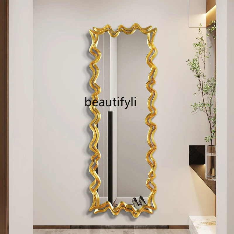 Special-Shaped Full-Length Mirror Wall-Mounted Wave Pattern Design Sense Dressing Mirror Size