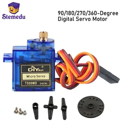 9g TS90MD Metal gear simulation steering gear 90/180/270 degree Angle controllable Micro Servo Motor Set for RC Planes