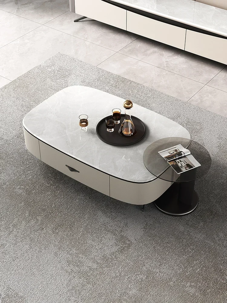 

Durable Practical Italian marble living room, microcrystalline stone oval rock plate coffee table