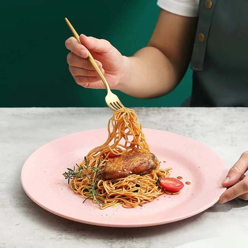 

1/4/10 шт. розовые подарочные скандинавские полипропиленовые тарелки, посуда, посуда, экологически чистая легкая кухонная посуда, безопасные обеденные тарелки