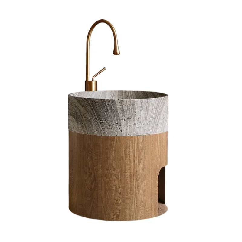 

Wall-hung stainless steel small toilet column basin toilet vertical small sink balcony floor-standing integrated face plate