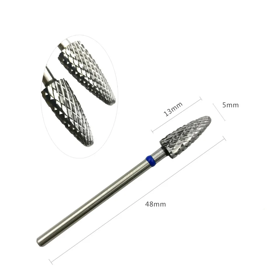 HYTOOS 5mm Flamme Bit 3/32 Hartmetall Nagel Bohrer Bits Maniküre Grat Entfernen Gel Elektrische Fräser Zubehör – Detail 2