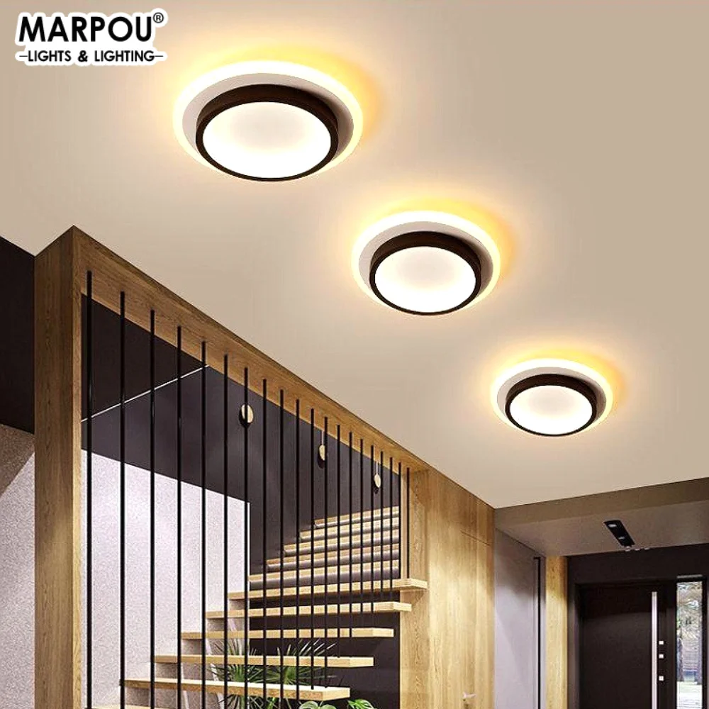 

MARPOU современные светодиодные потолочные светильники для прохода, 3-цветная температура, минималистичная светодиодная потолочная люстра, балкон, вход, лестница, домашний декор