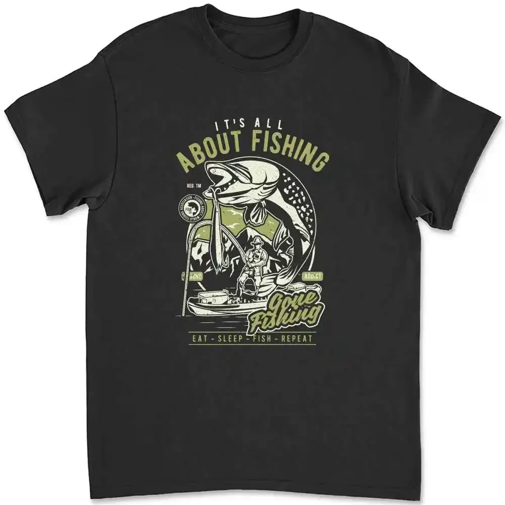Black Gone Fishing Addict Gilden Bass Trout Fly Pike T-shirt 3K4O