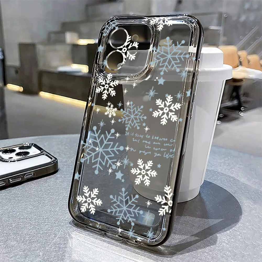 Winter Snowflake Christmas Tree Transparent Phone Case For iPhone 18 17 16 15 14 13 12 11 Pro Max 7 8 Plus Air 16e Soft Cover