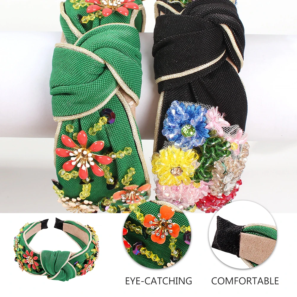 

Vintage Hairb Crystal Floral Design Comfortable Materials Women Bridal Party Accessories Hair Wrap Headb Headdress Hair Clip