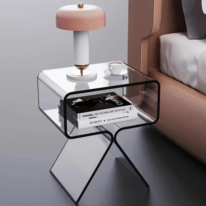 Acrylic Clear Coffee Table, Stylish Side Cabinet, Modern Living Room Storage, Elegant Bedside Table Decor Transparent