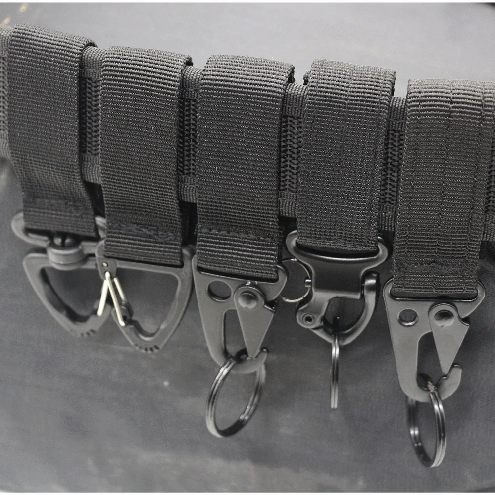 2 pieces/set Tactical Molle Keyring Gear Keychain Nylon Belt Molle Webbing Keychain Belt Molle Bags Backpack Camping Hunting