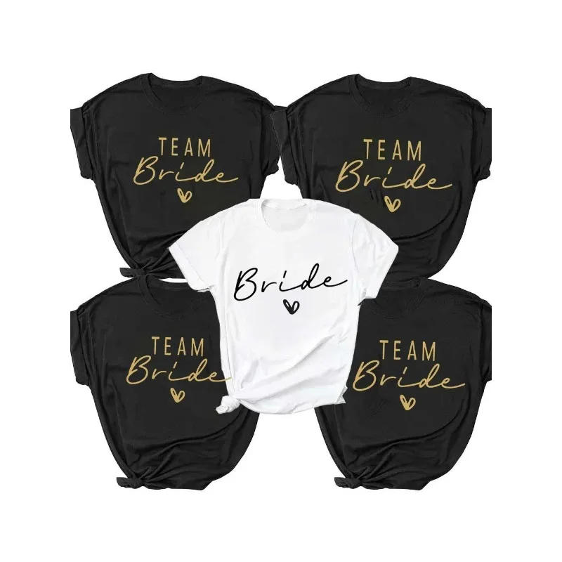 Bridal Team Bachelorette Party Wedding Shower Bridesmaids' Party Bridesmaids' Printed T-Shirts New Style Girls' Wedding Tops