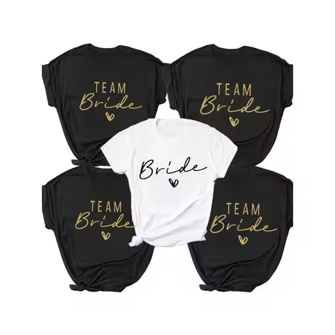Bridal Team Bachelorette Party Wedding Shower Bridesmaids' Party Bridesmaids' Printed T-Shirts New Style Girls' Wedding Tops