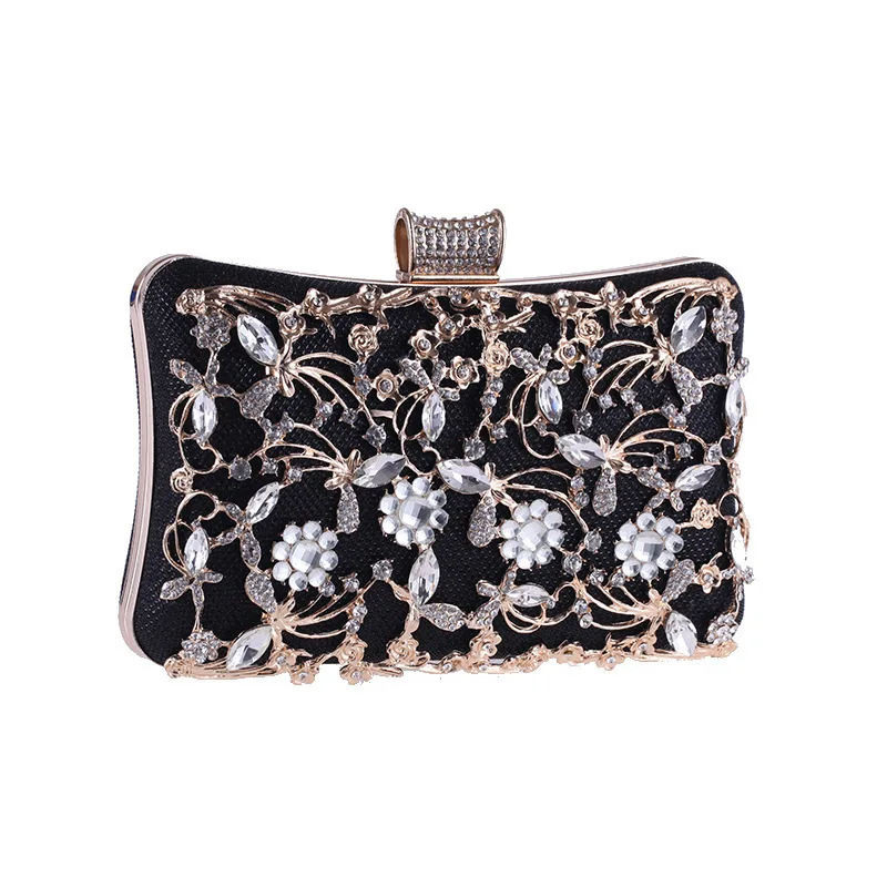 PU Hollow Diamond-encrusted Dinner Bag Women's Red Carpet Fashion Party Banquet Evening Rhinestone Clutch Handbag Torebka Damska