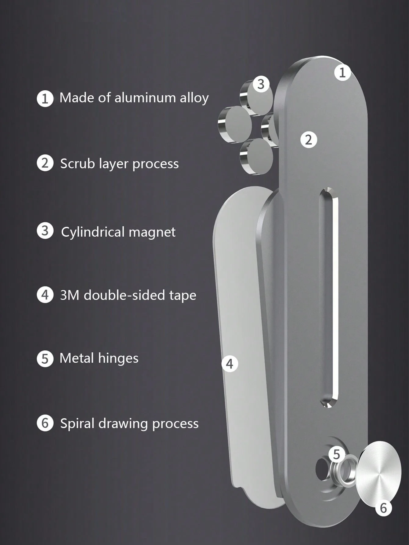 Laptop-Doppelbildschirm-Telefonständer aus Aluminiumlegierung, magnetischer, tragbarer Bildschirmständer für die Computerseite, 1 Stück – Detail 2
