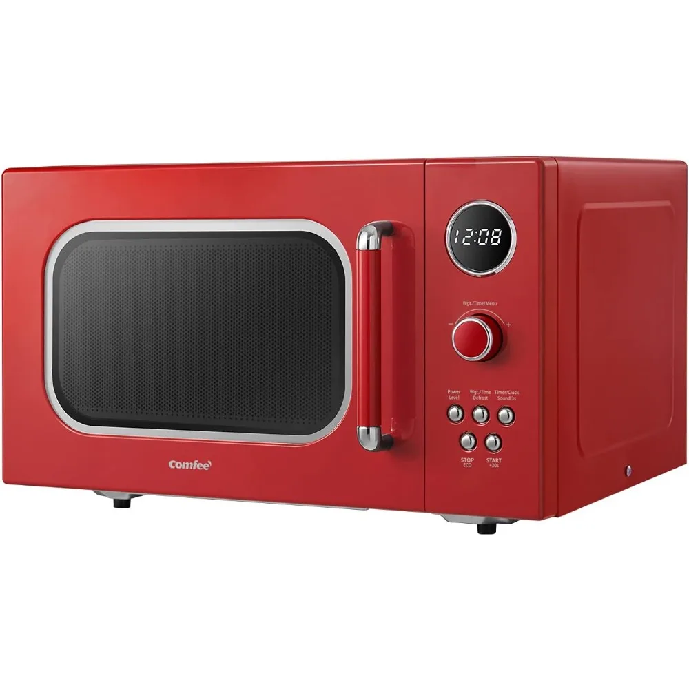 

Retro Microwave with 9 Preset Programs, Fast Multi-stage Cooking, Turntable Reset Function Kitchen Timer, Mute Function,ECO Mode