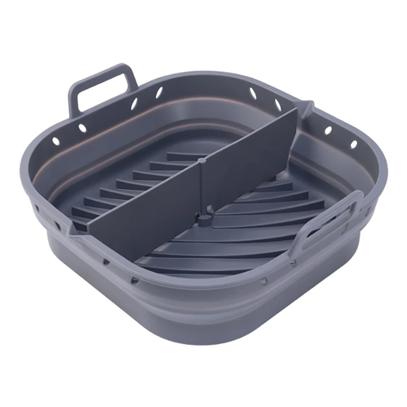 New 8.5inches Square Shape Silicone Air Fryer Liner with Divider Air Fryer Basket 5QT and Larger Airfryer Basket Liner Inserts