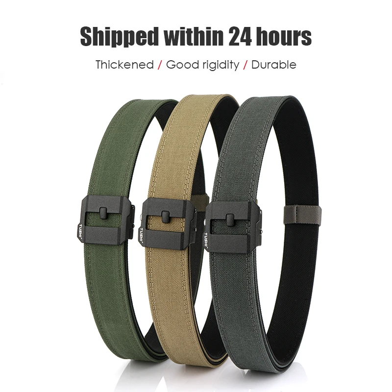 VATLTY Rigid Tactical Belt for Men Thick Genuine Nylon Stiff Casual Belt Metal Automatic Buckle Military Belt for EDC IPSC