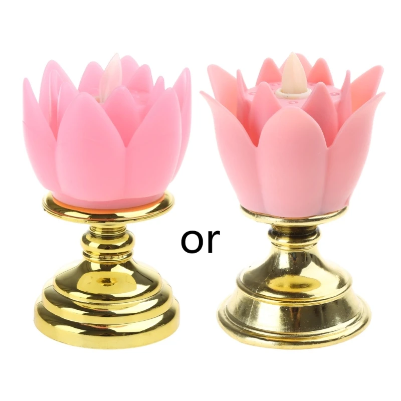 Colorful Electric Lotus Light Battery Operated Flameless Flicker LED Tea Lamp Prayer Accessories Decor Dropship