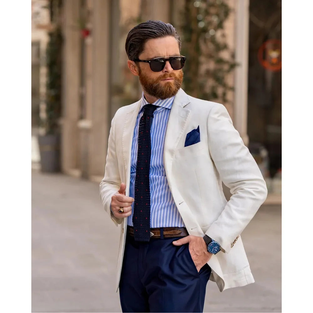 

Casual Men's Suits Single Breasted Notch Lapel Slim Fit Outfits Formal Business Office Work 2 Piece Jacket Pants Blazer Homme