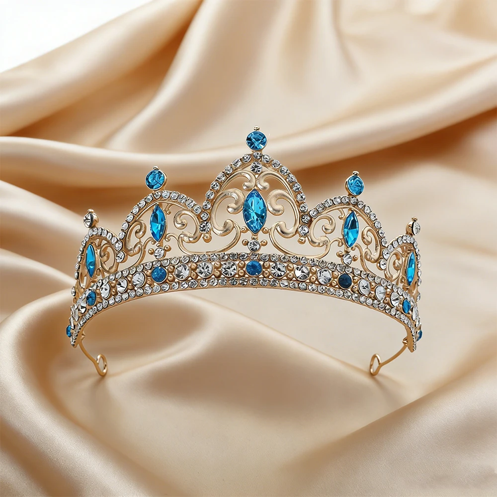 

Baroque Elegant Crystal Royal Tiara Toned Crown Sparkling Gemstones Clear Perfect Bridal Pageants Proms Special Occasion Looks