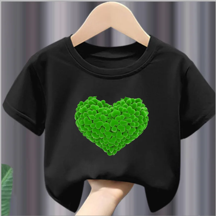 Magliette a maniche corte per bambini t-shirt con Design a forma di cuore divertente abiti da festa primaverili per ragazze Kid Lovely Tees Girl