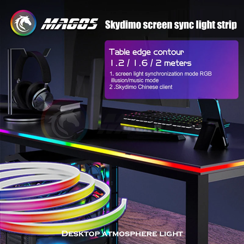 Imagem -02 - Rgb Led Light Strip para E-sports Desktop Monitor e Pickup Exibição do Computador Follow Spot Usb Power 1.2m 1.6m 2m
