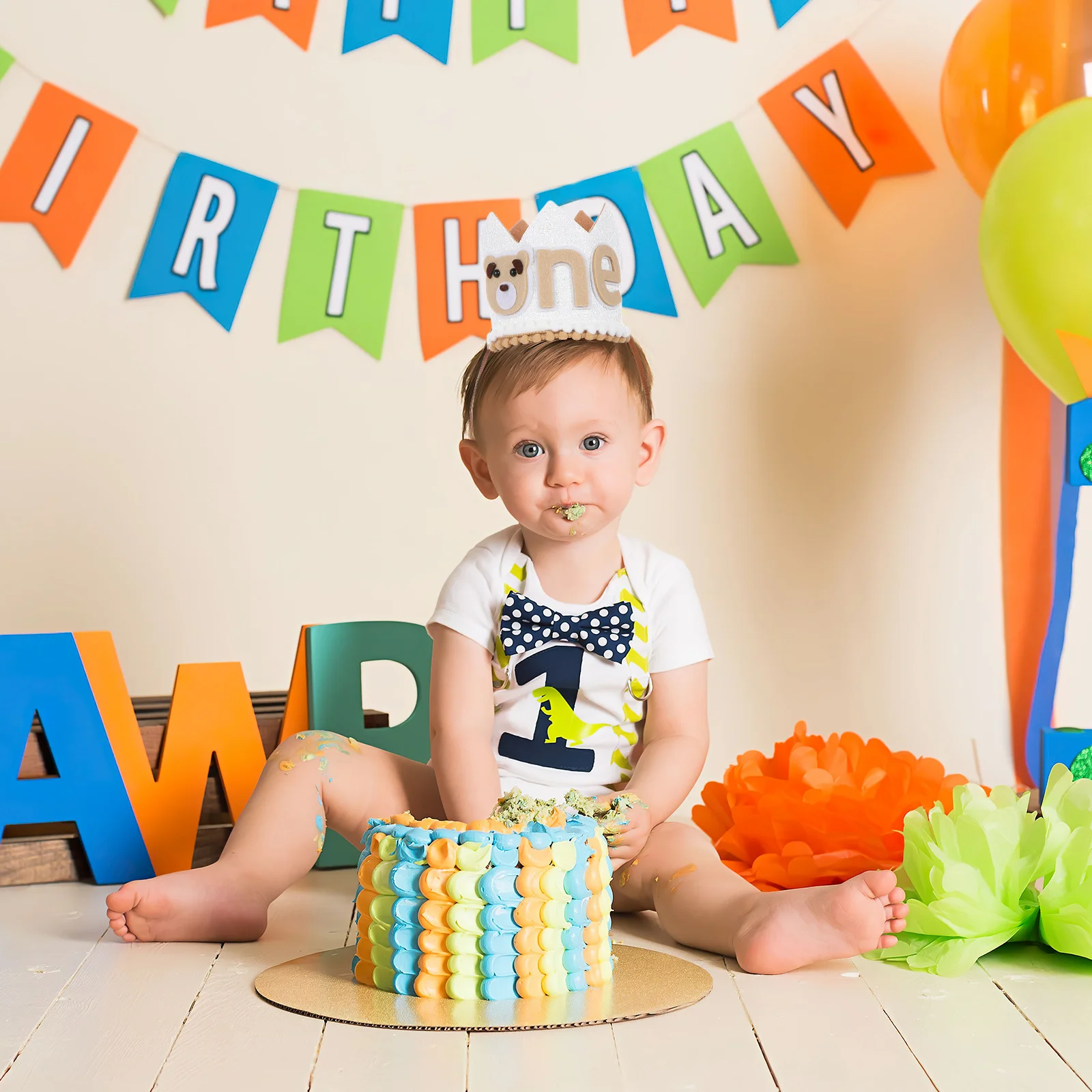 

First Crown Baby Birthday Hat 1St Birthday Party Headdress Adjustable Comfortable Fit For Toddler Girl Boy Photo Booth Keepsake