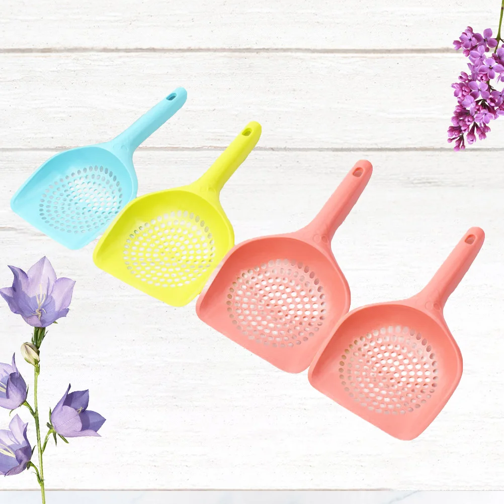 

4Pcs Cat Litter Scoop Plastic Hard Durable Pet Shovel Long Handle Wide Mouth Sand Waste Cleaning Tool for All Cat Sizes
