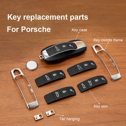 For Porsche Cayenne Panamera Macan 911 718 Cayman 2014-2024 Car Key Case Skin Button Pad Modified Shell Middle Frame Decoration