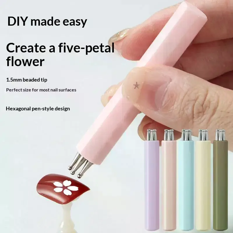DIY Nail Art 5-Petal Dotting Tool Flower Creator 1.5mm Fine Tip Rhinestone Pickers Manicure Nail Art Painting Tools Brushes