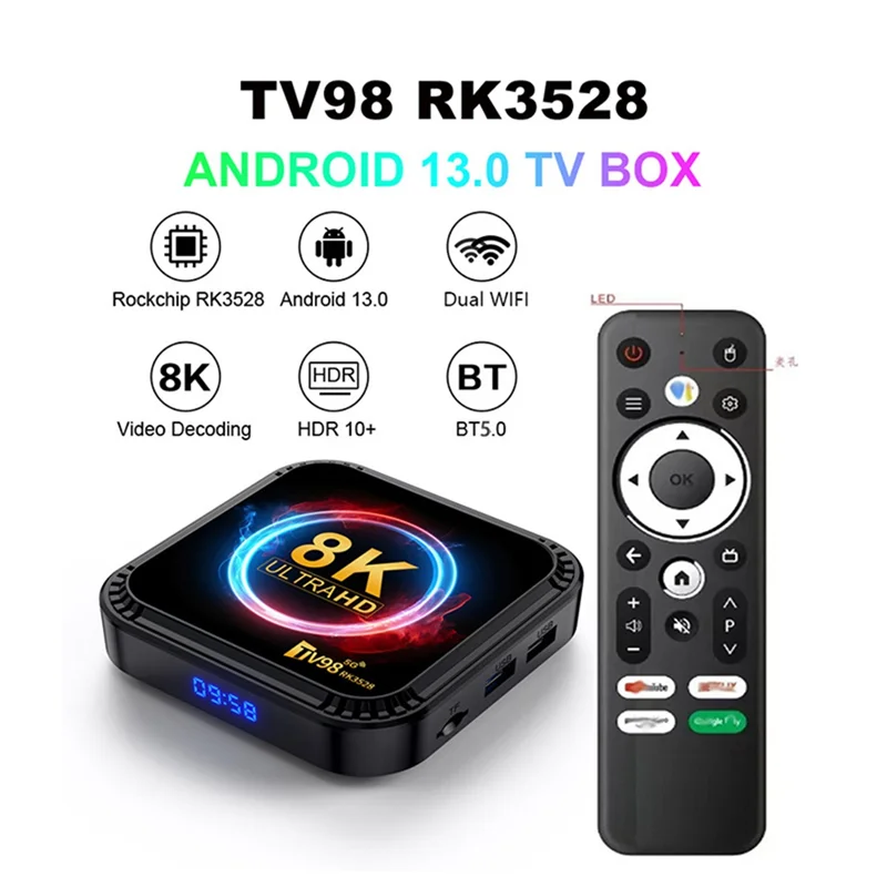 【تسوق الآن】TV98 RK3528 Smart TV Box Android 13 8K HD 2.4G&5G Wifi Media Player Mini Set Top Box #2