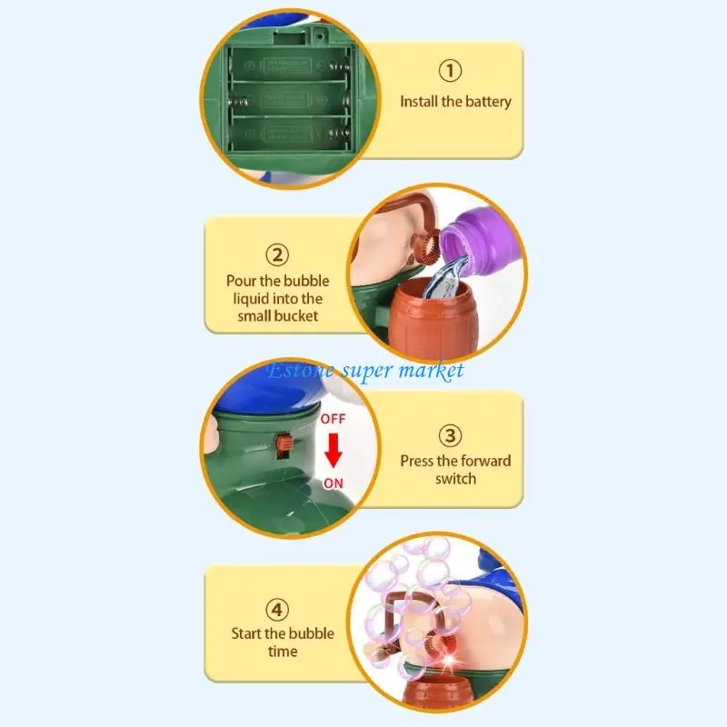 لعبة آلة الفقاعات القزمة ذات موضوع المهرجان 090B مع لعبة نشاط حفلات الأطفال ذات الصوت الخفيف