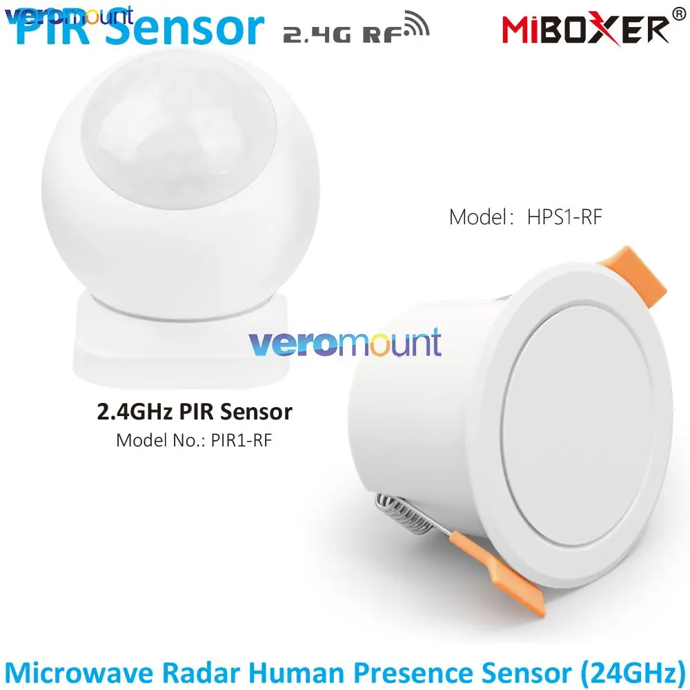 MiBoxer PIR1-RF PIR Infrared Body Sensor (2.4GHz) Microwave Radar Human Presence Sensor (24GHz) HPS1-RF One Host HPS1-AM100 Box