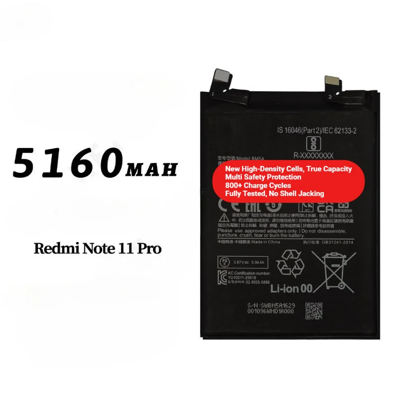 BM5A for Xiaomi Redmi Note 11 Pro Phone Battery 0 Cycle High Quality High Capacity Replacement Bateria Grade A Cell with Tools