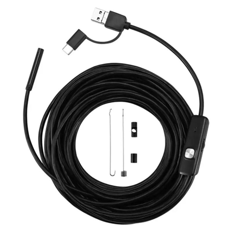 Industrial Sewer Pipe Inspection Endoscope 5.5Mm X 10M USB Flexible Snake Camera 3 In 1 Car Borescope For Android-ABQF